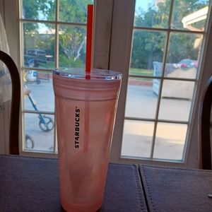 💖 New RareStarbucks Pink marble 30oz Tumbler 2017with tags paper and straw..